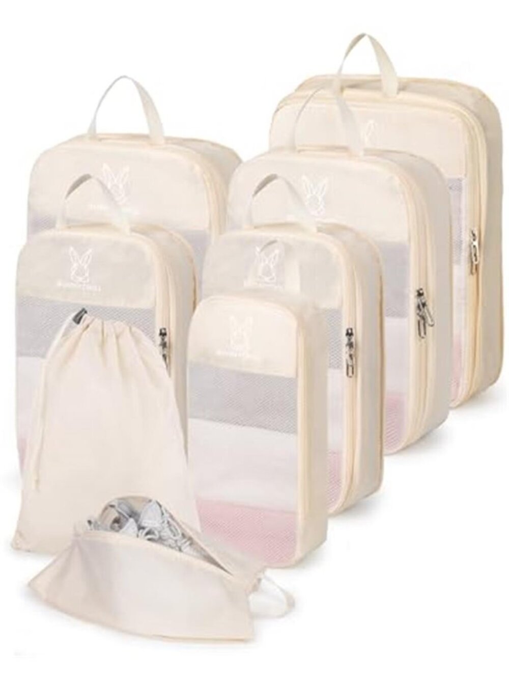 Compression Packing Cubes Expandable Travel Organizer Luggage Storage Set 6Pc